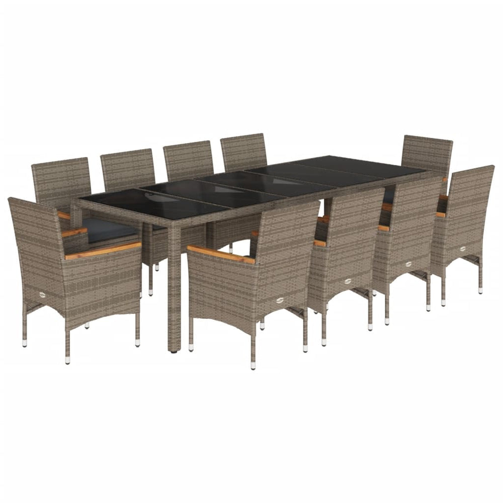 Set Mobilier De Grădină Cu Perne 11 Piese Poliratan&Sticlă
