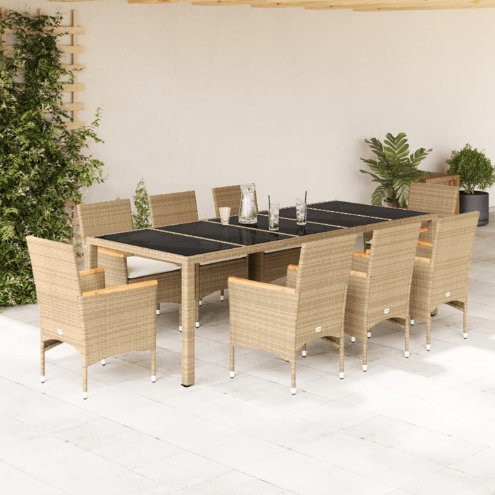 Set Mobilier De Grădină Cu Perne 11 Piese Poliratan&Sticlă