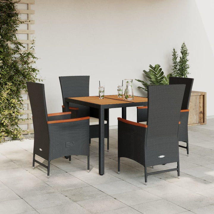 Set Mobilier De Grădină Cu Perne, 3 Piese, Negru, Poliratan