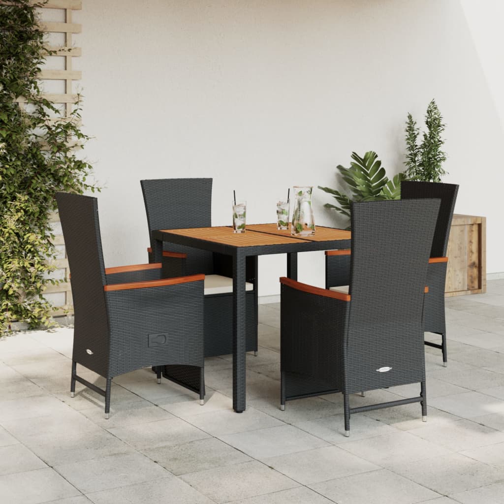 Set Mobilier De Grădină Cu Perne, 3 Piese, Negru, Poliratan