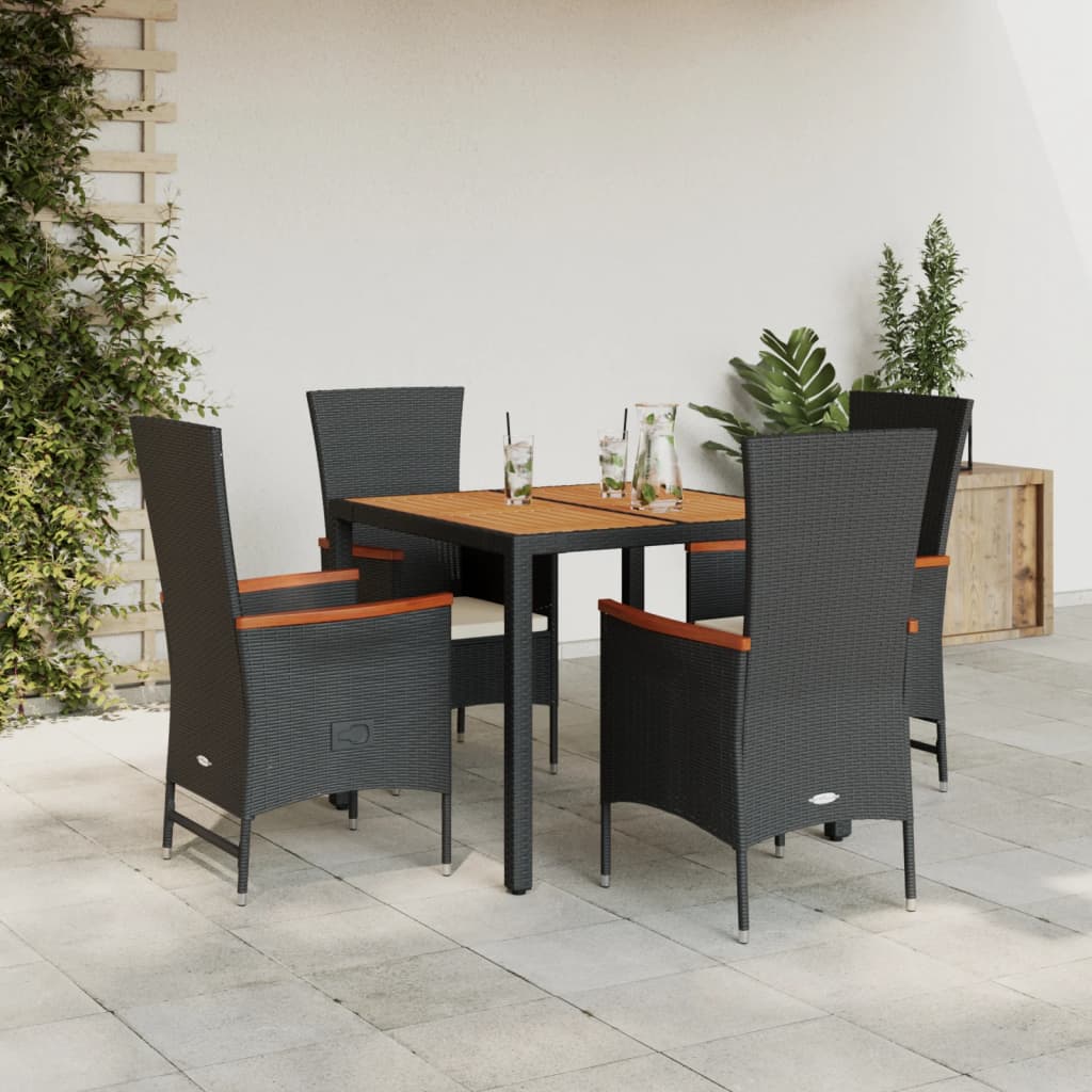 Set Mobilier De Grădină Cu Perne, 3 Piese, Negru, Poliratan