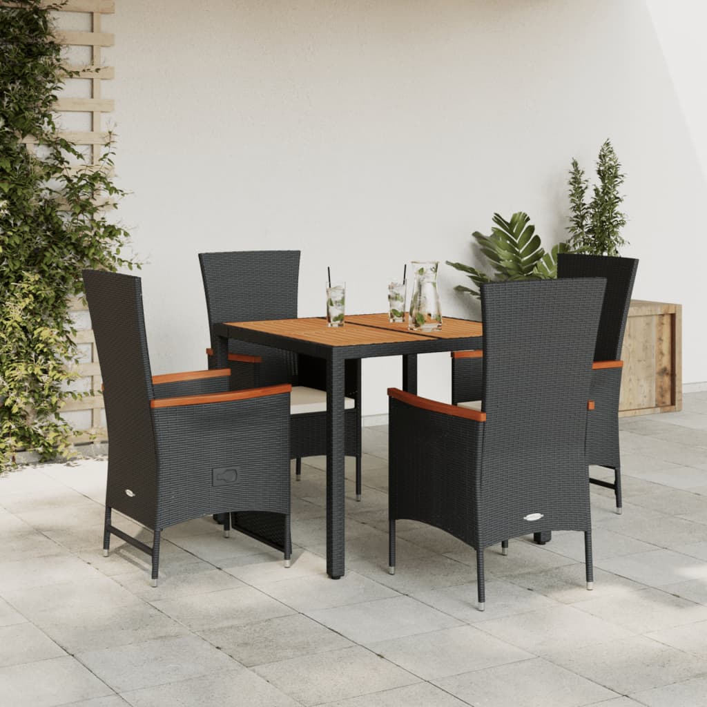 Set Mobilier De Grădină Cu Perne, 3 Piese, Negru, Poliratan