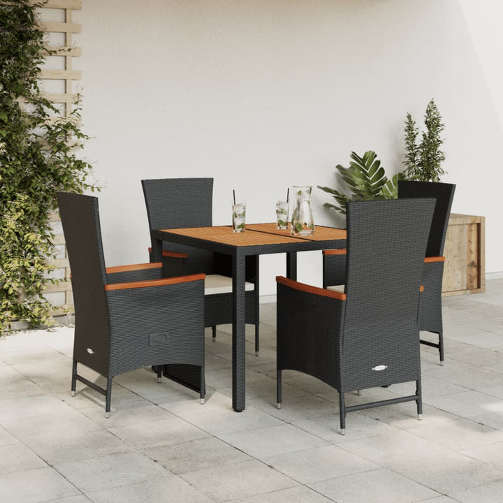 Set Mobilier De Grădină Cu Perne, 3 Piese, Negru, Poliratan