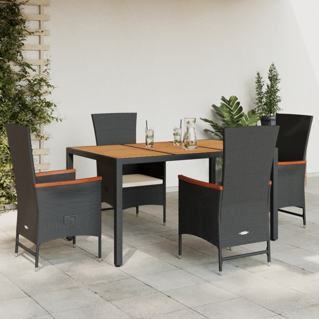 Set Mobilier De Grădină Cu Perne, 3 Piese, Negru, Poliratan