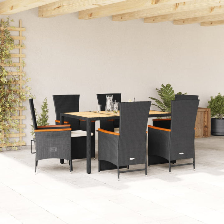 Set Mobilier De Grădină Cu Perne, 3 Piese, Negru, Poliratan