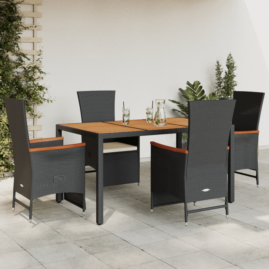 Set Mobilier De Grădină Cu Perne, 3 Piese, Negru, Poliratan
