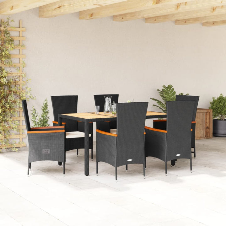 Set Mobilier De Grădină Cu Perne, 3 Piese, Negru, Poliratan