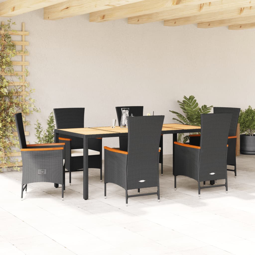 Set Mobilier De Grădină Cu Perne, 3 Piese, Negru, Poliratan