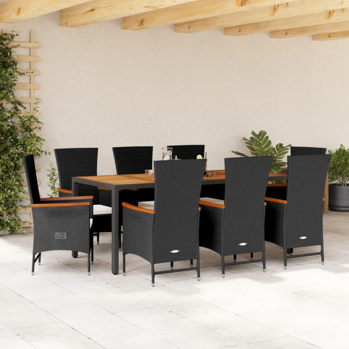 Set Mobilier De Grădină Cu Perne, 3 Piese, Negru, Poliratan