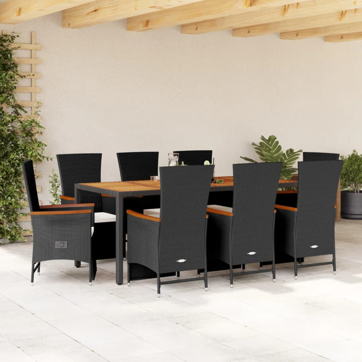Set Mobilier De Grădină Cu Perne, 3 Piese, Negru, Poliratan