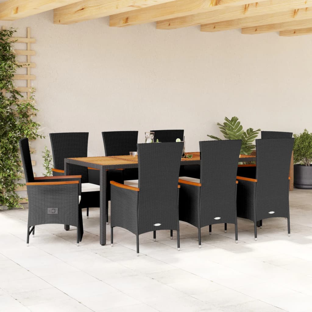 Set Mobilier De Grădină Cu Perne, 3 Piese, Negru, Poliratan