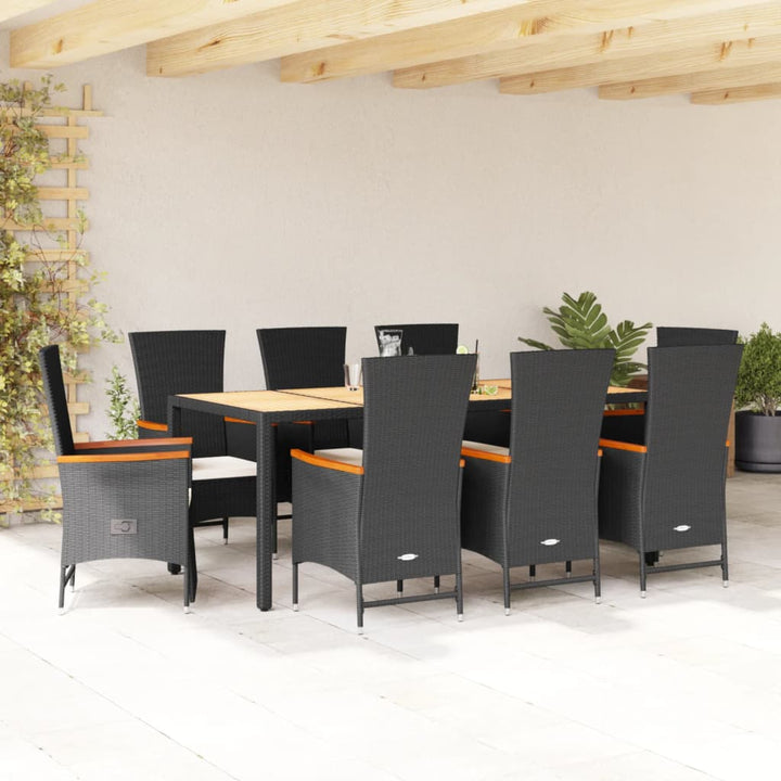 Set Mobilier De Grădină Cu Perne, 3 Piese, Negru, Poliratan