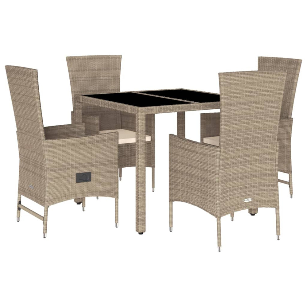 Set Mobilier De Grădină Cu Perne, 5 Piese, Bej, Poliratan