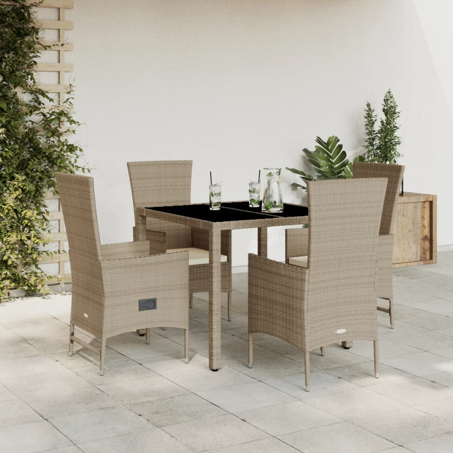 Set Mobilier De Grădină Cu Perne, 5 Piese, Bej, Poliratan