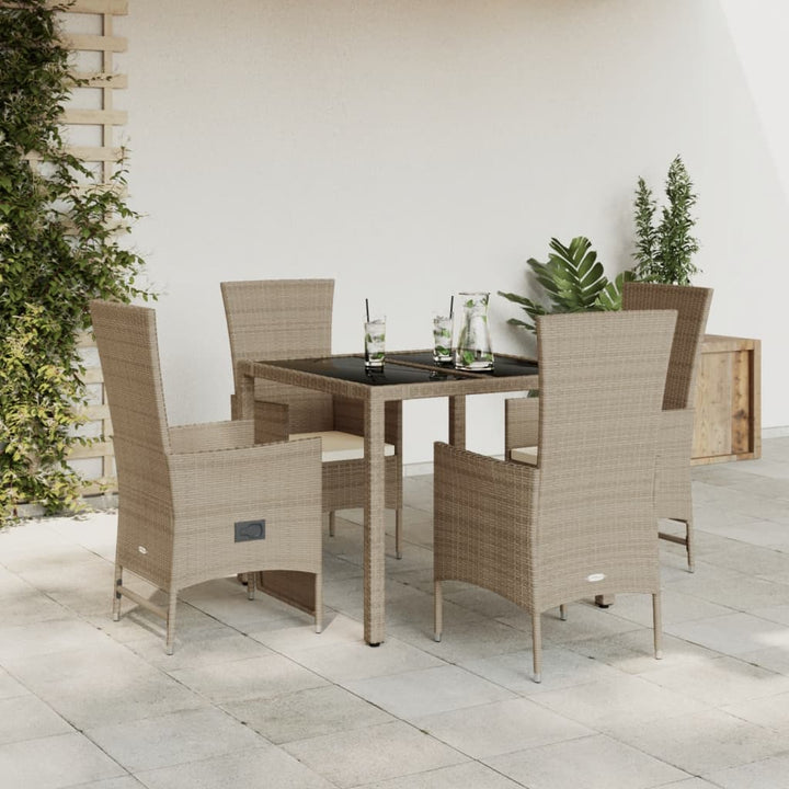 Set Mobilier De Grădină Cu Perne, 5 Piese, Bej, Poliratan