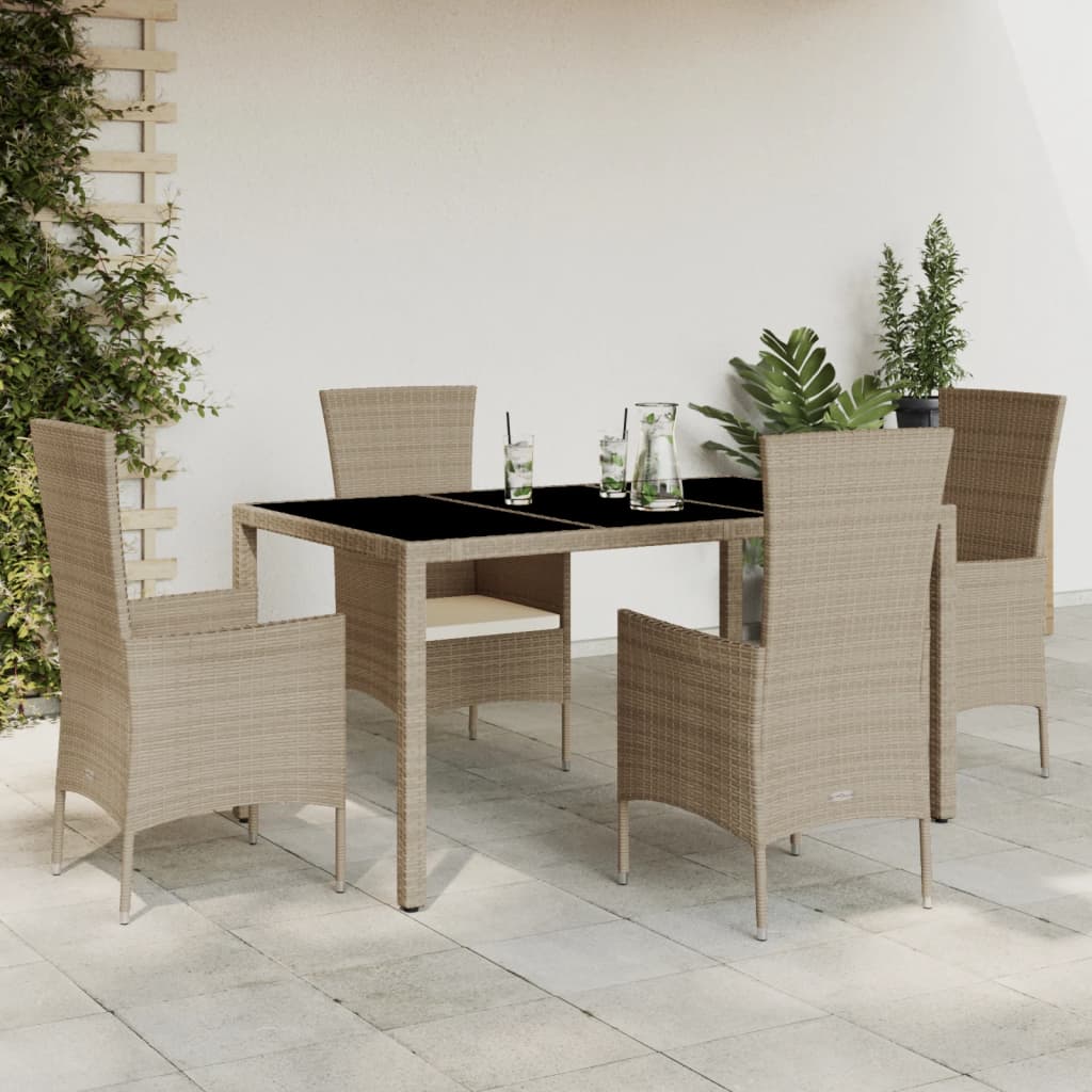Set Mobilier De Grădină Cu Perne, 5 Piese, Bej, Poliratan