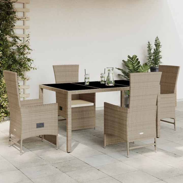Set Mobilier De Grădină Cu Perne, 5 Piese, Bej, Poliratan