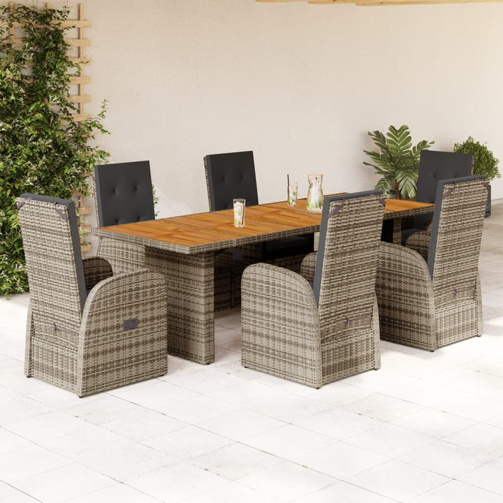 Set Mobilier Grădină Cu Perne, 9 Piese, Gri, Poliratan