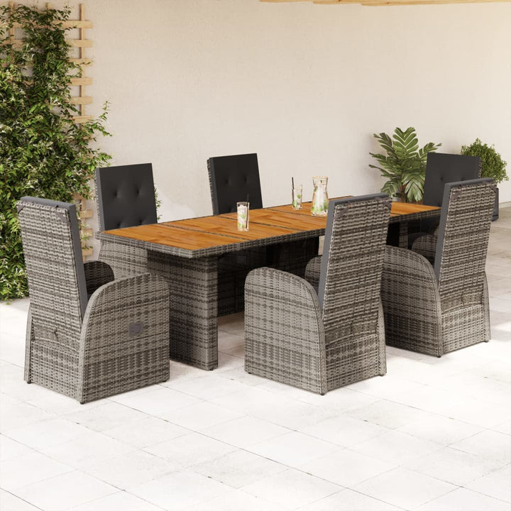 Set Mobilier Grădină Cu Perne, 9 Piese, Gri, Poliratan