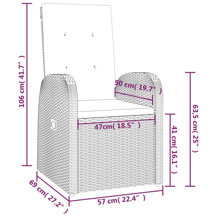 Set Mobilier Grădină Cu Perne, 9 Piese, Gri, Poliratan