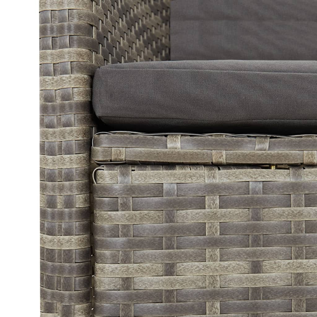 Set Mobilier Grădină Cu Perne, 9 Piese, Gri, Poliratan