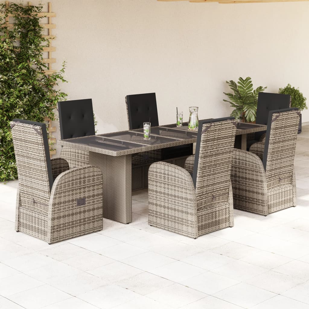 Set Mobilier Grădină Cu Perne, 9 Piese, Gri, Poliratan