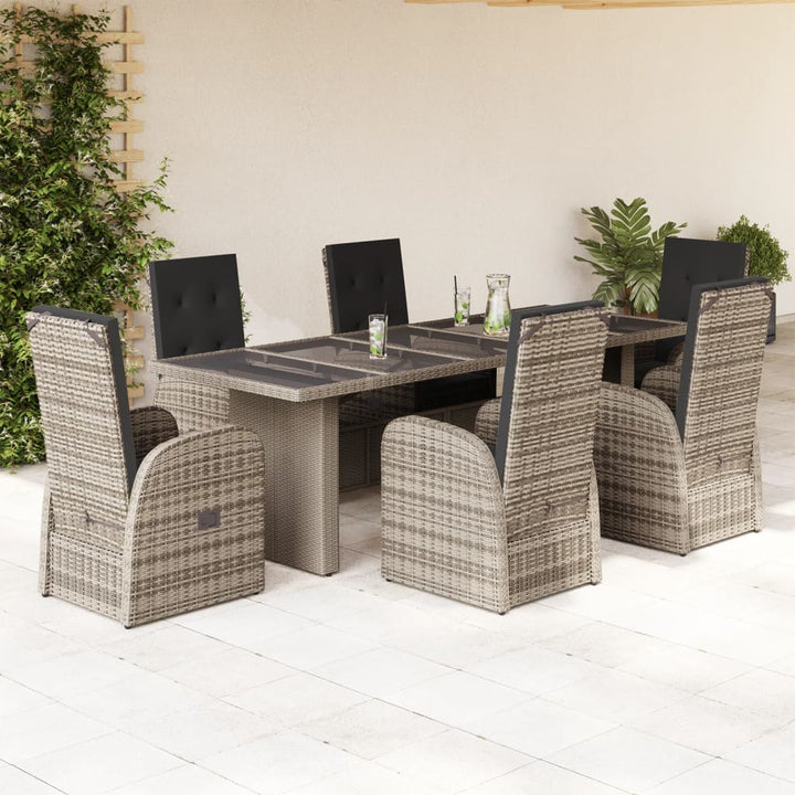 Set Mobilier Grădină Cu Perne, 9 Piese, Gri, Poliratan