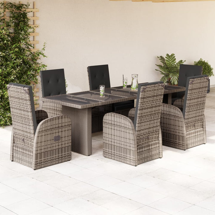 Set Mobilier Grădină Cu Perne, 9 Piese, Gri, Poliratan