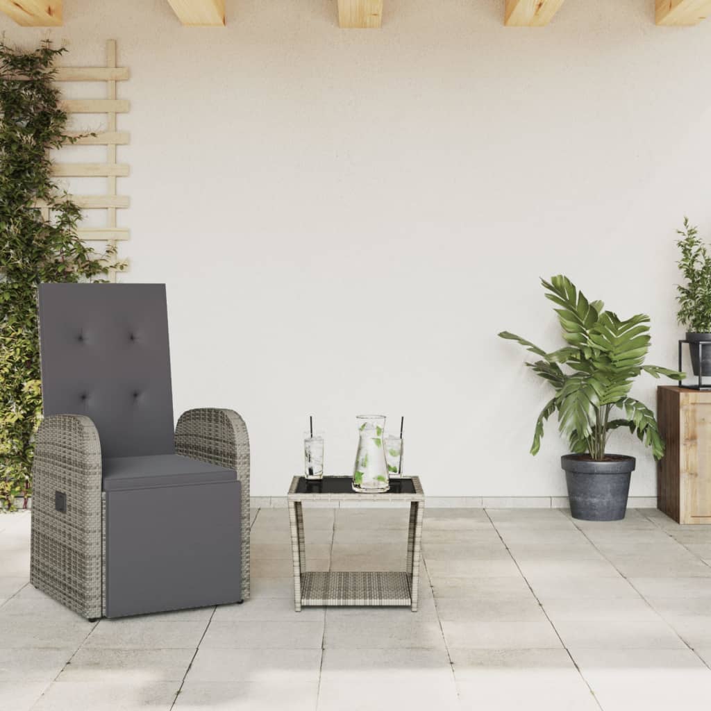 Set Mobilier De Grădină Cu Perne, 3 Piese, Gri, Poliratan