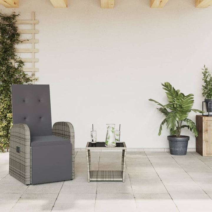 Set Mobilier De Grădină Cu Perne, 3 Piese, Gri, Poliratan