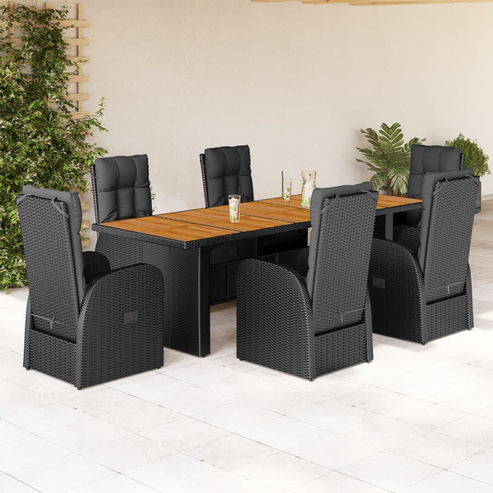 Set Mobilier De Grădină Cu Perne, 9 Piese, Negru, Poliratan