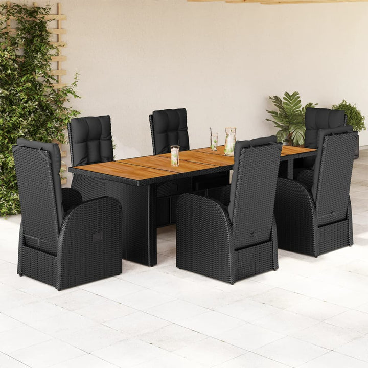Set Mobilier De Grădină Cu Perne, 9 Piese, Negru, Poliratan