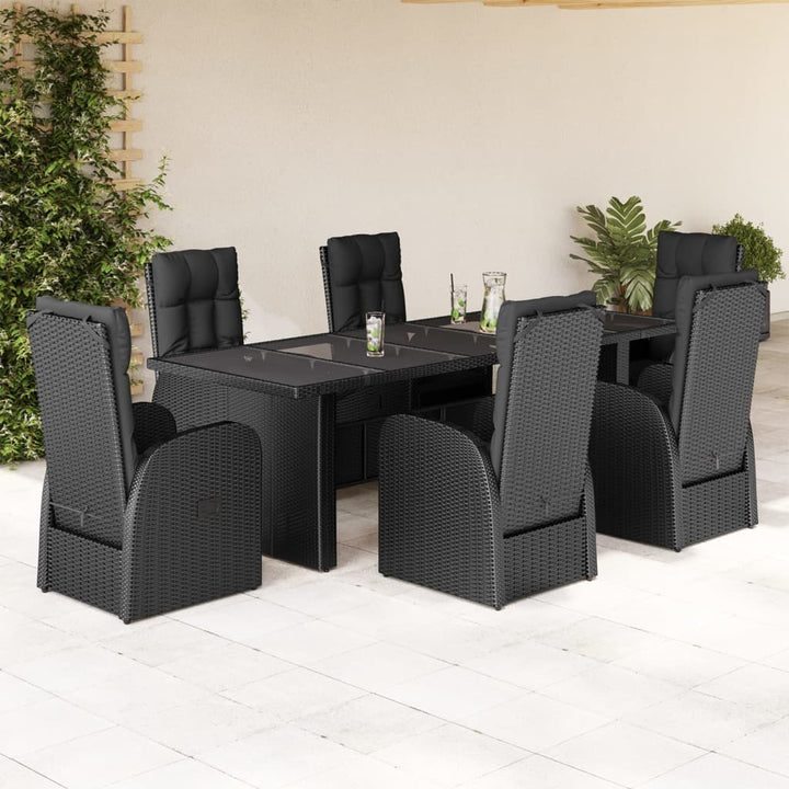 Set Mobilier De Grădină Cu Perne, 9 Piese, Negru, Poliratan