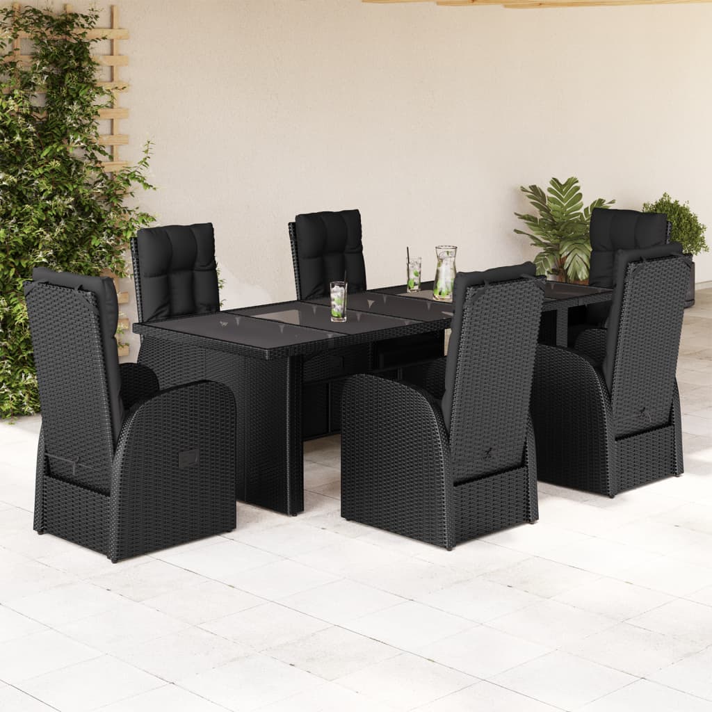 Set Mobilier De Grădină Cu Perne, 9 Piese, Negru, Poliratan
