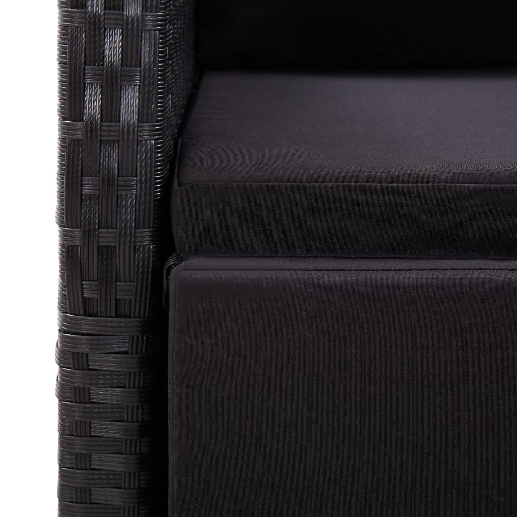 Set Mobilier De Grădină Cu Perne, 9 Piese, Negru, Poliratan