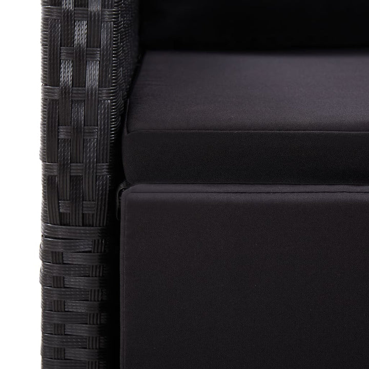Set Mobilier De Grădină Cu Perne, 9 Piese, Negru, Poliratan