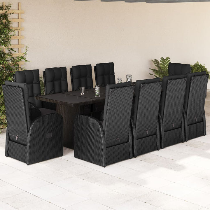 Set Mobilier De Grădină Cu Perne, 9 Piese, Negru, Poliratan