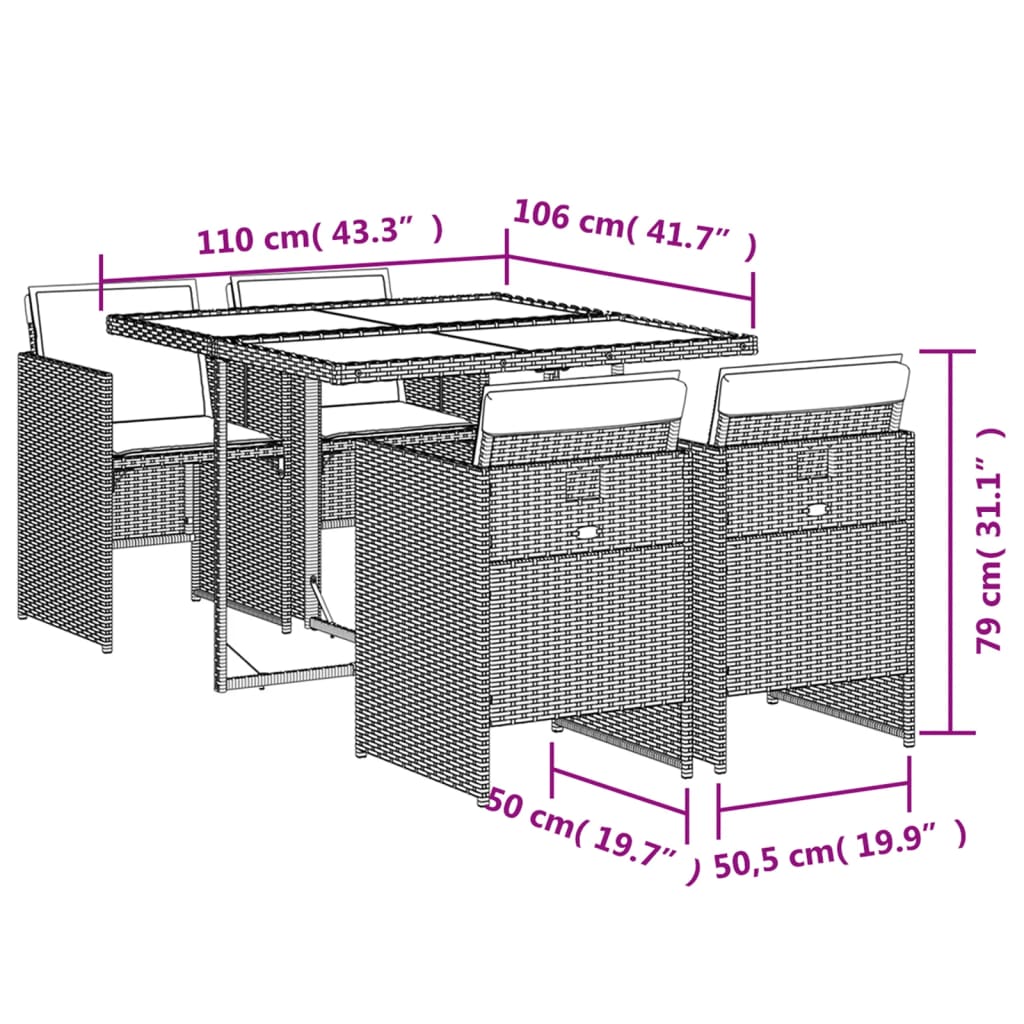 Set Mobilier De Grădină, 5 Piese, Cu Perne, , Poliratan