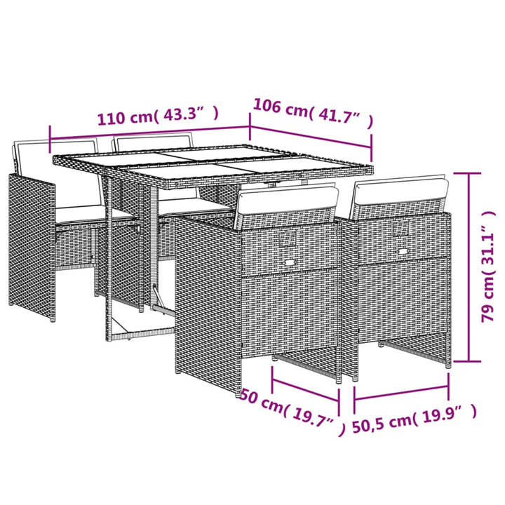 Set Mobilier De Grădină, 5 Piese, Cu Perne, , Poliratan