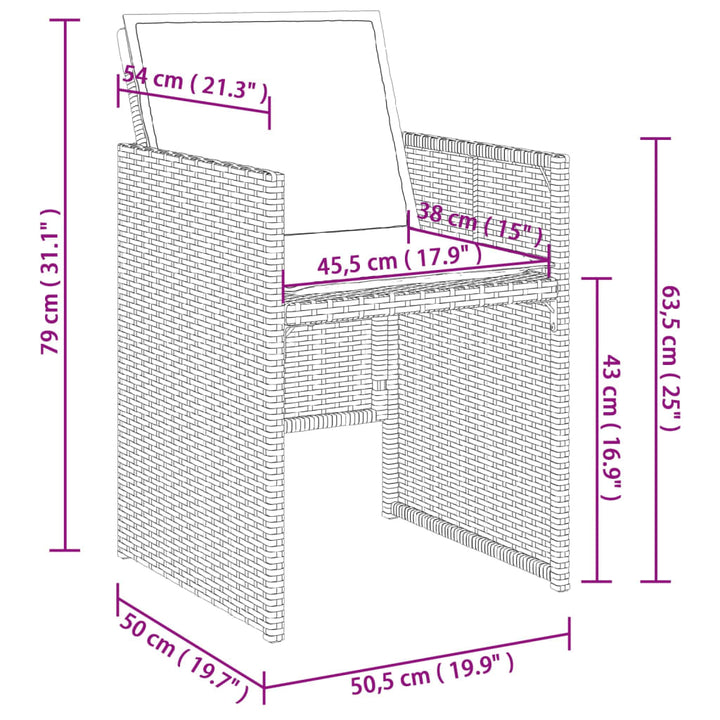 Set Mobilier Grădină Cu Perne, 9 Piese, , Poliratan
