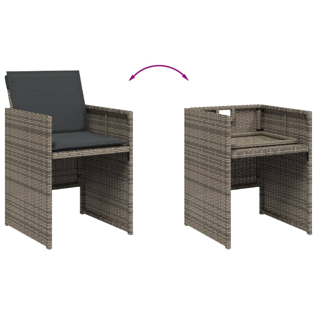 Set Mobilier Grădină Cu Perne, 9 Piese, , Poliratan