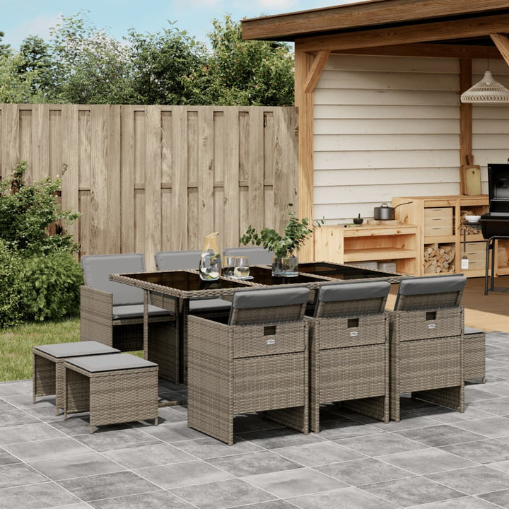 Set Mobilier Grădină Cu Perne, 9 Piese, , Poliratan