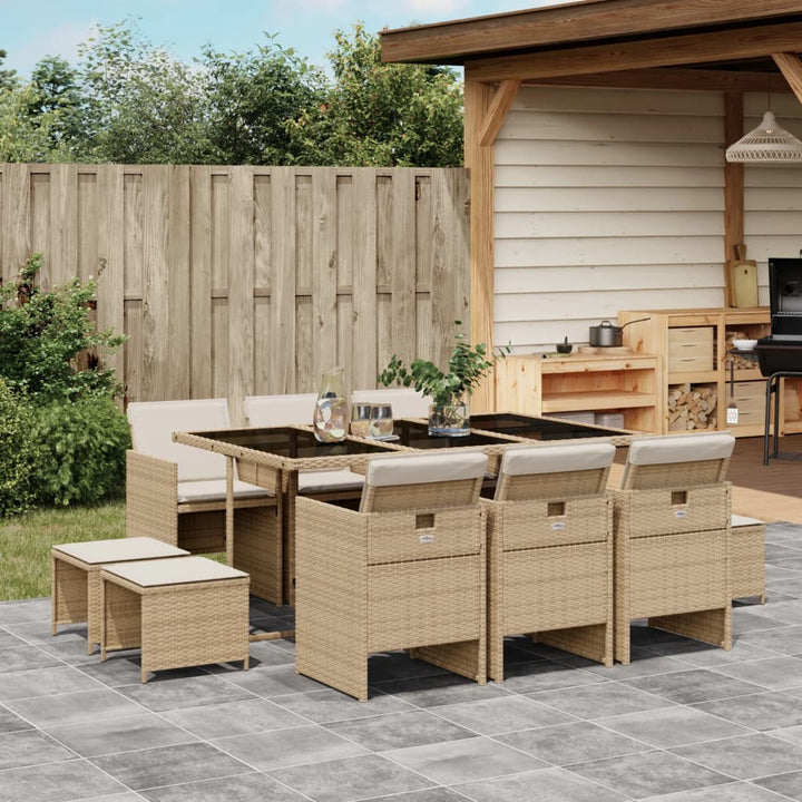 Set Mobilier Grădină Cu Perne, 9 Piese, , Poliratan