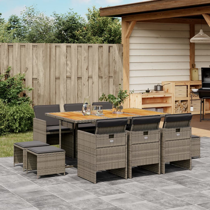 Set Mobilier Grădină Cu Perne, 9 Piese, , Poliratan