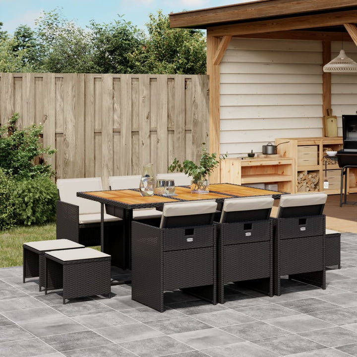 Set Mobilier Grădină Cu Perne, 9 Piese, , Poliratan