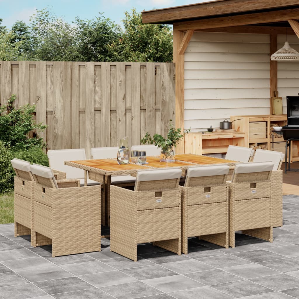 Set Mobilier Grădină Cu Perne, 9 Piese, , Poliratan