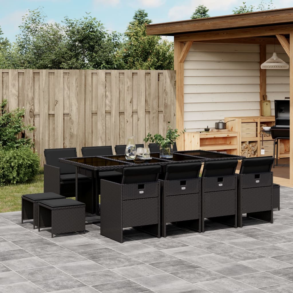 Set Mobilier Grădină Cu Perne, 9 Piese, , Poliratan