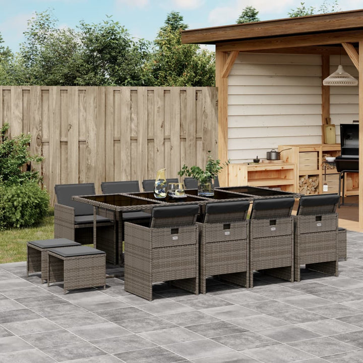 Set Mobilier Grădină Cu Perne, 9 Piese, , Poliratan