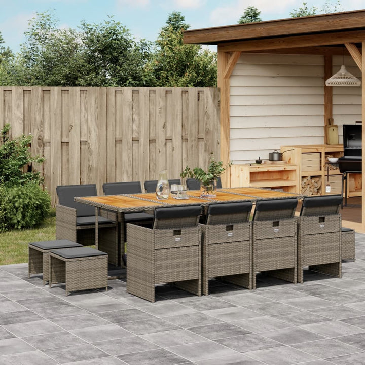 Set Mobilier Grădină Cu Perne, 9 Piese, , Poliratan