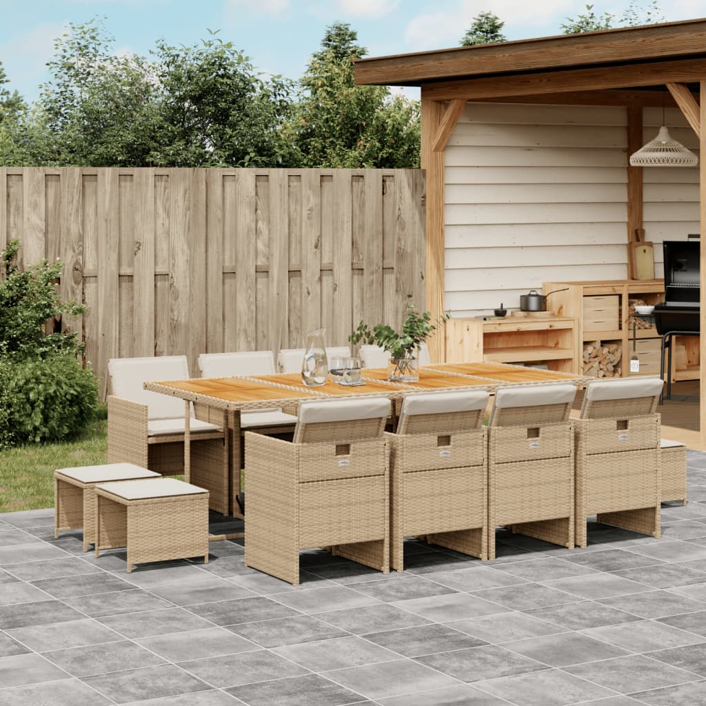 Set Mobilier Grădină Cu Perne, 9 Piese, , Poliratan